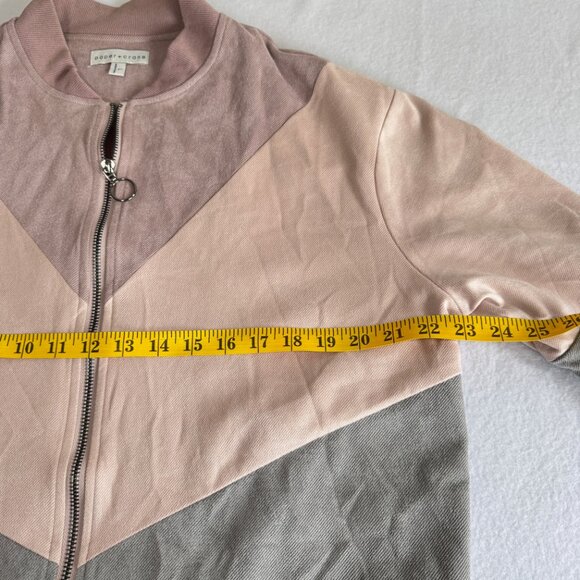 PAPER CRANE Tonal Chevron Color Block Bomber Jacket - Picture 9 of 10